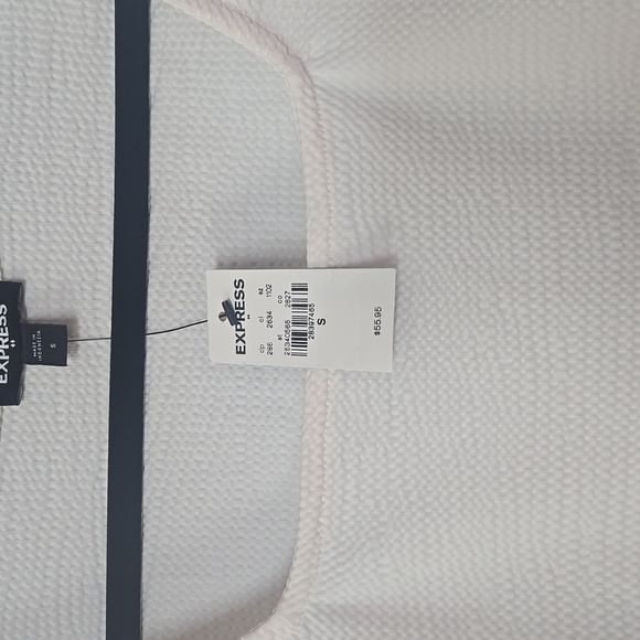 NWT Express Puff Sleeve Square Neck Textured Ivory Bodysuit Size Small - Picture 2 of 8